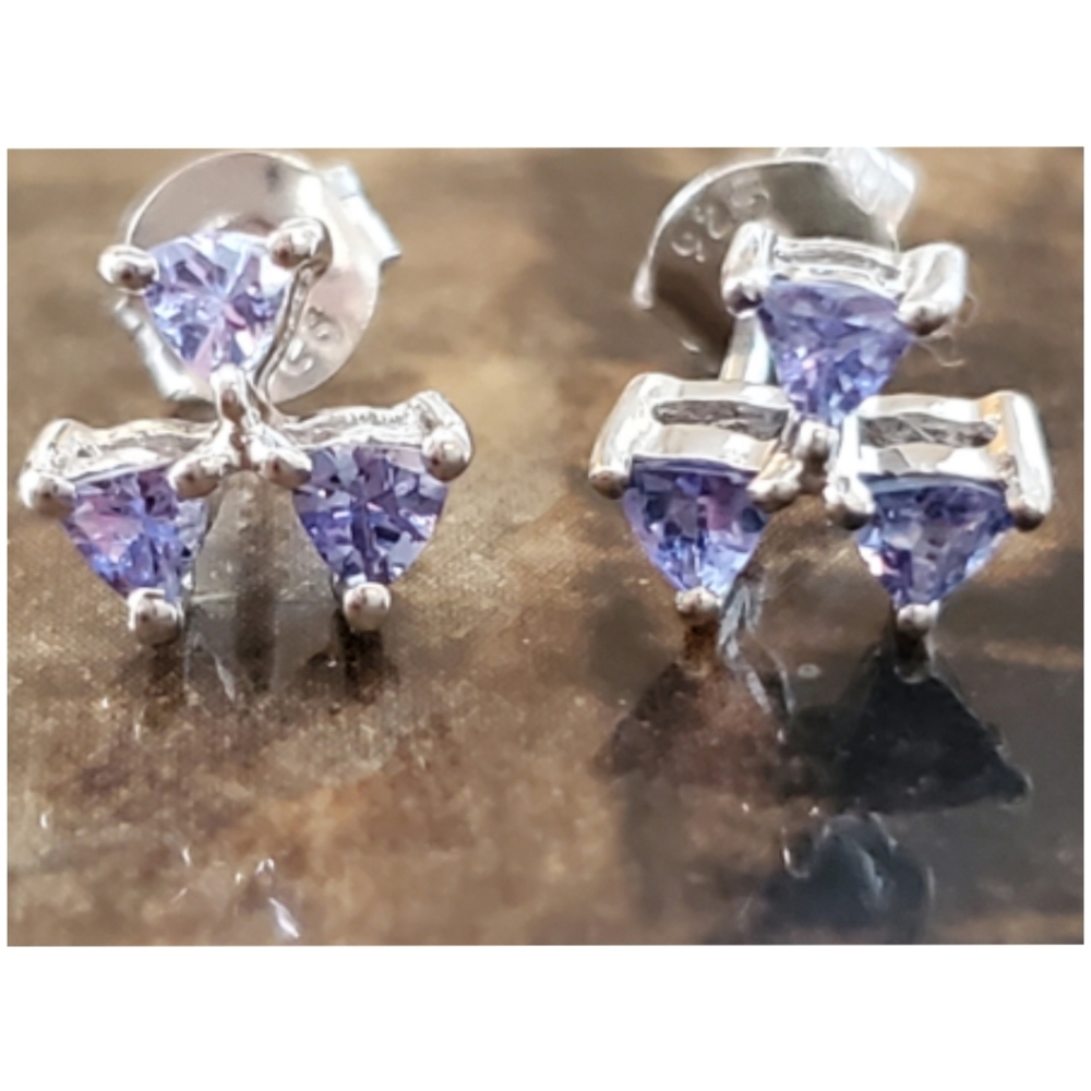 Genuine 1ct Violet Tanzanite Earrings